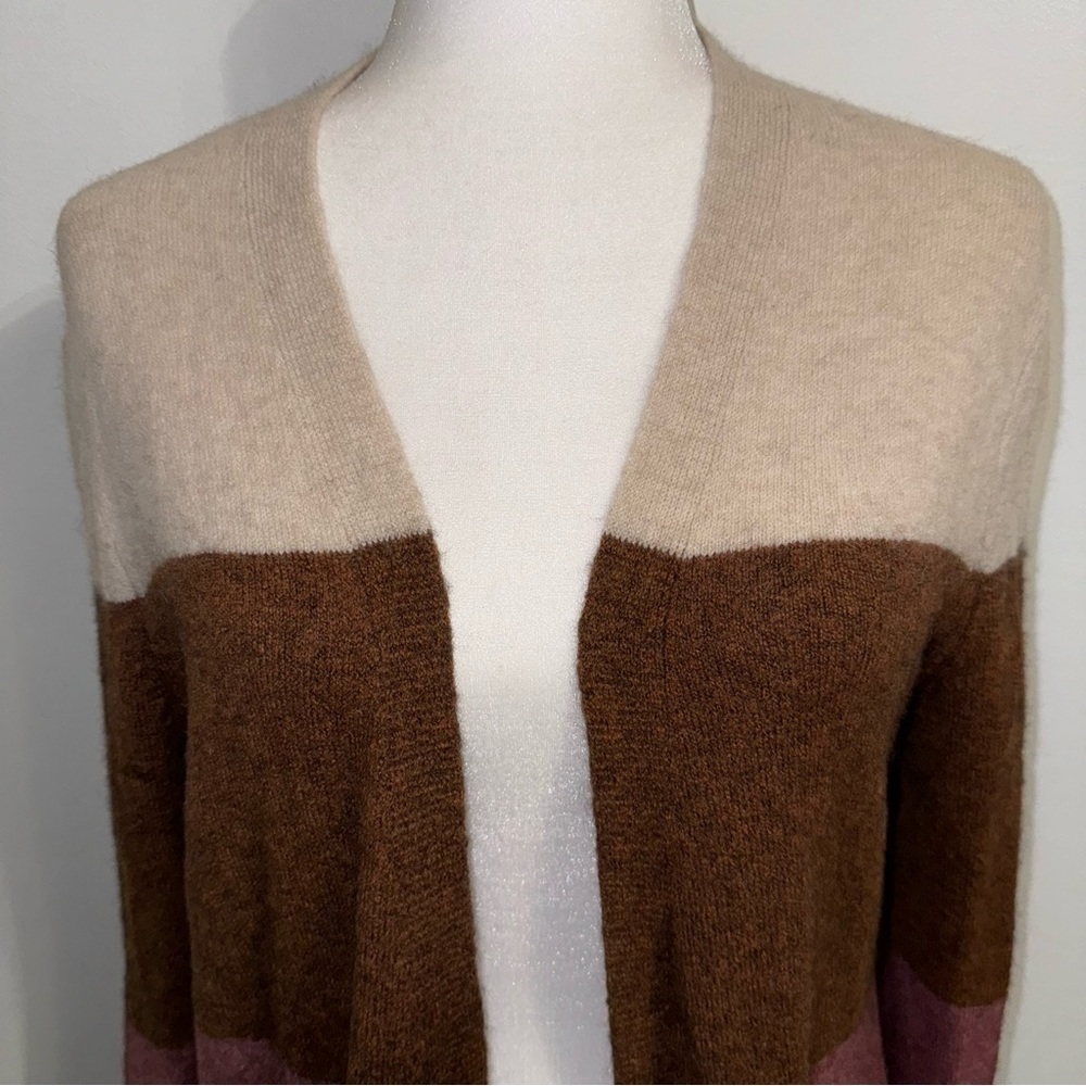 Madewell Ryder Stripe Cardigan Cream Pink color Block Color Stripped Sweater XXS - Picture 7 of 15